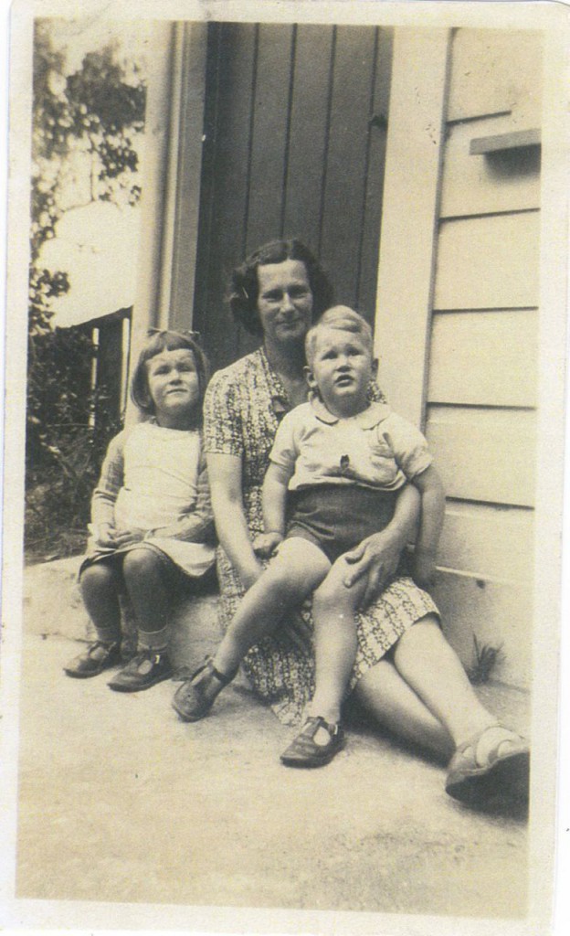 Barbara, Emma and Grant whilst on a visit to "Aunty Rose" at Roseneath - Wellingtion. Approx 1943-44.