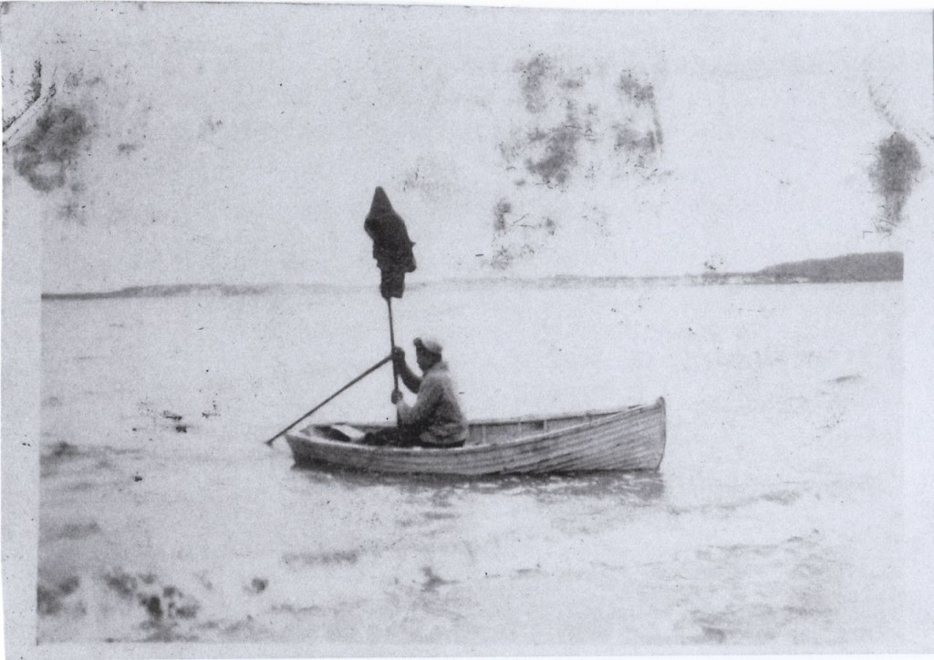 Cy. Cameron about to cross the lake.