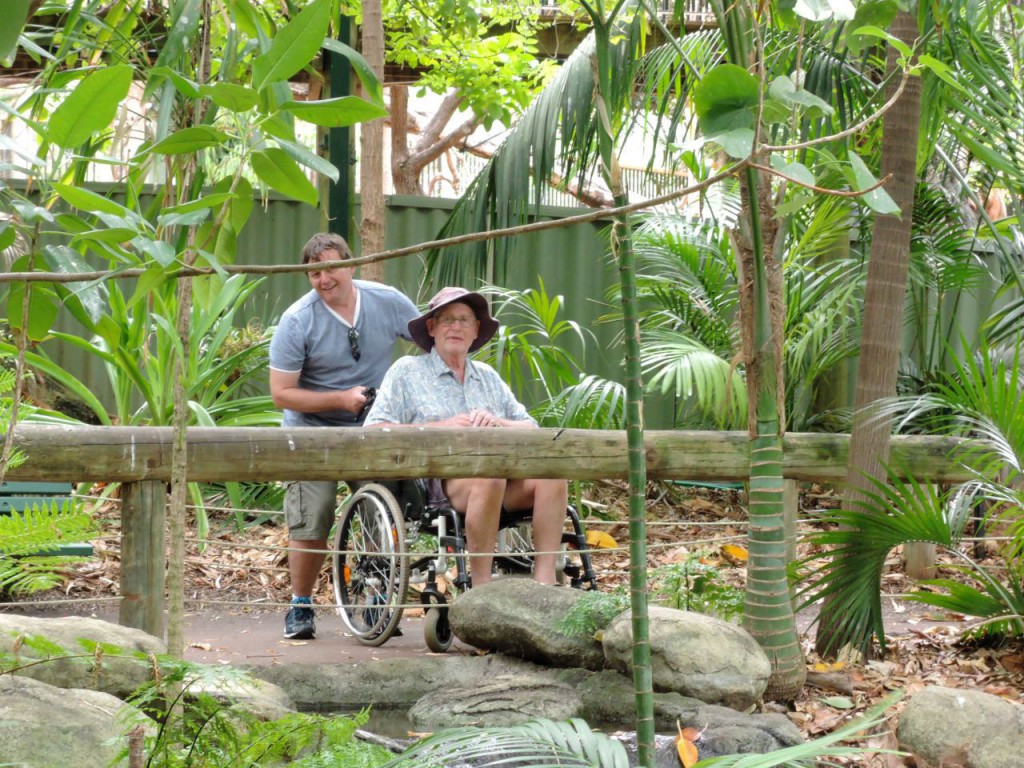 Nigel starting to struggle pushing Grant around the zoo.