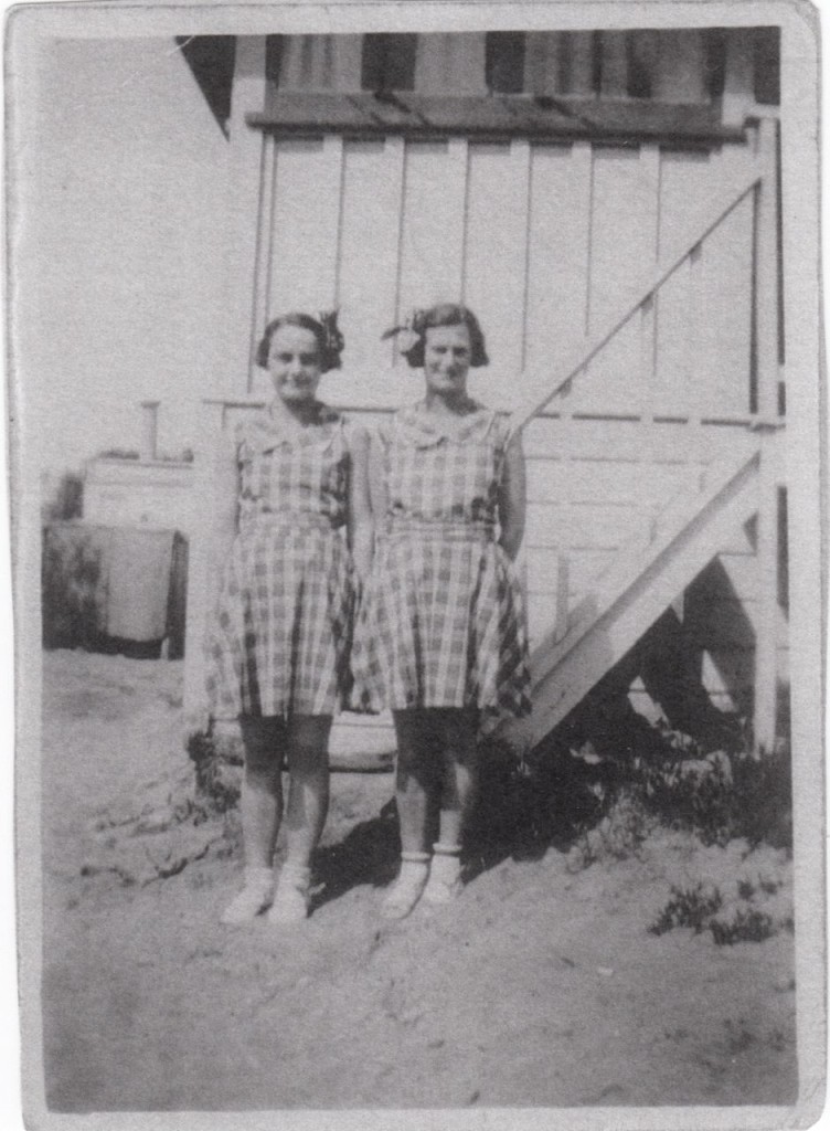 Emma with friend Jessie (Latimer) dressed up as twins for a fancy dress do.